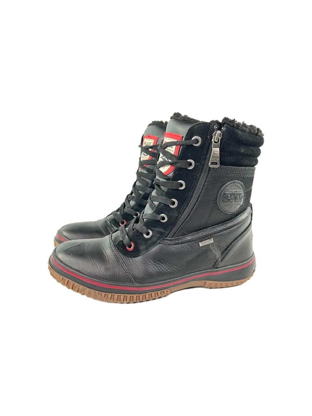 Pajar Trooper 2.0 Waterproof Mens US 9.5 Black Leather Insulated Fur Zip Boots
